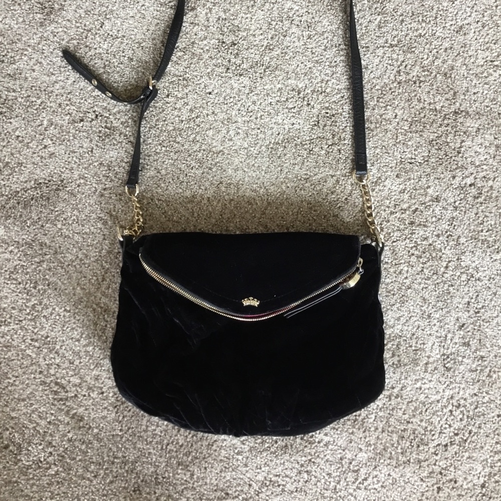 Juicy Couture black velvet shoulder bag
